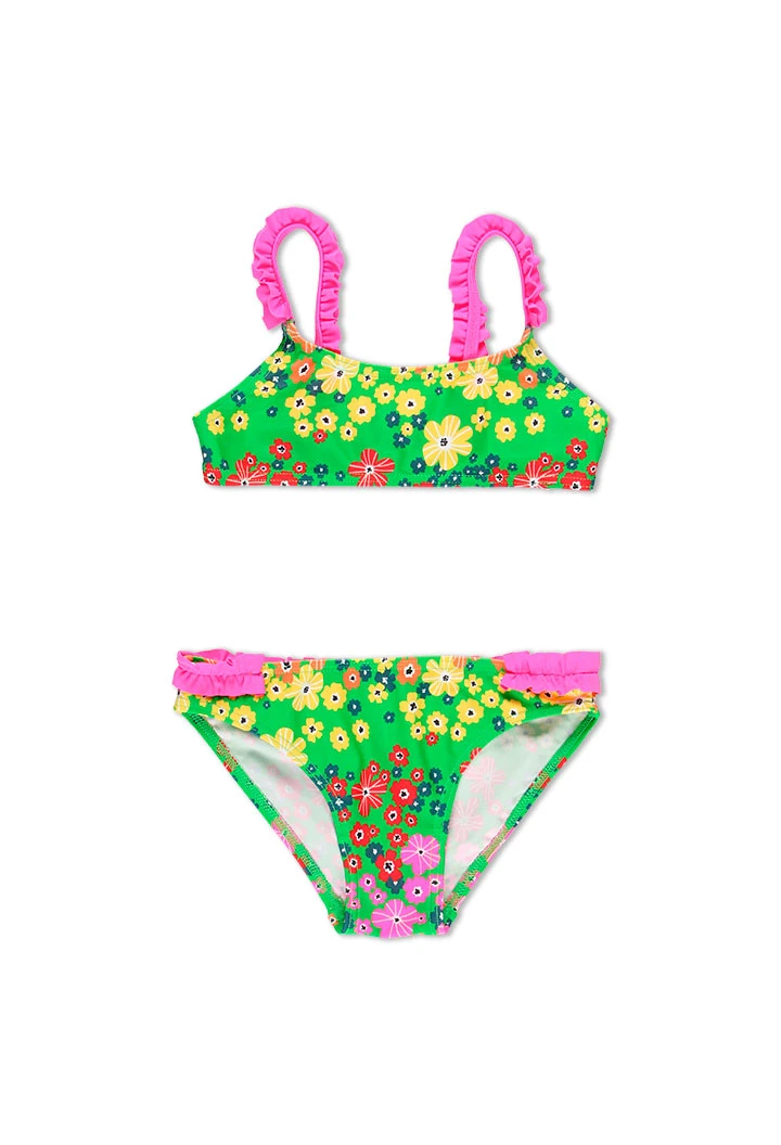 Bikini polyamide fleurs pour fille
