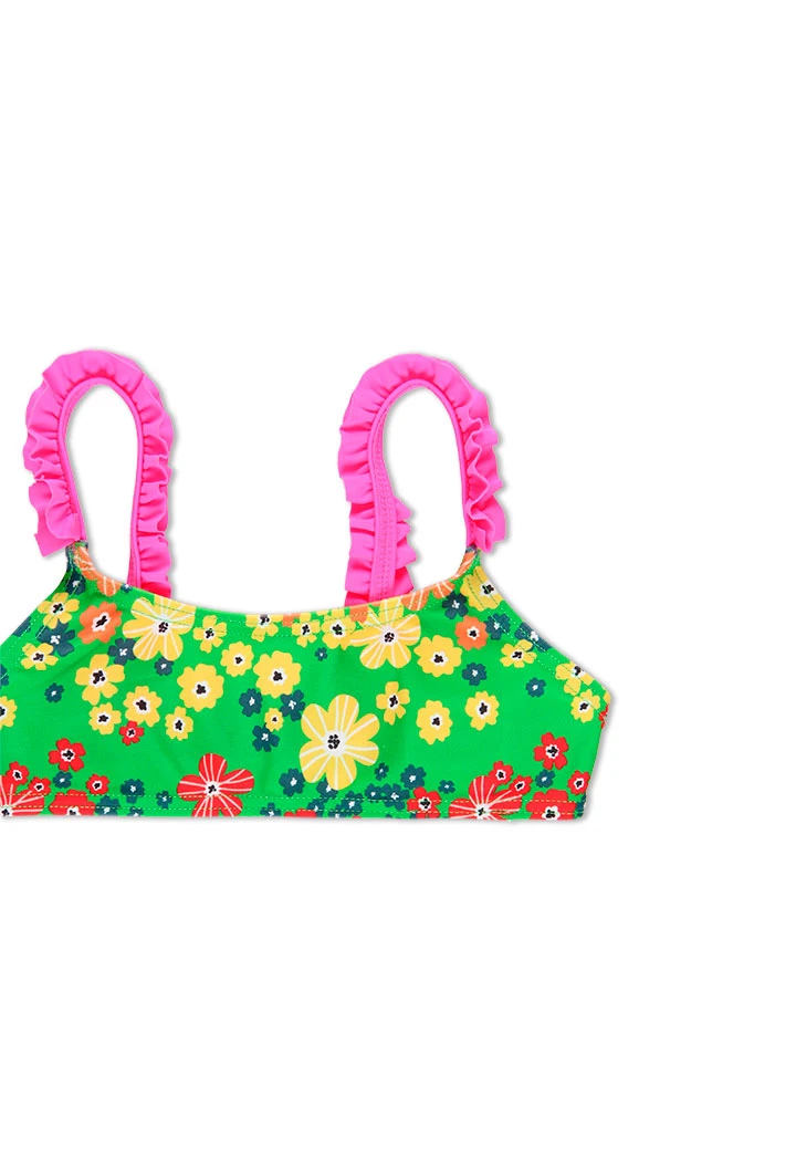 Bikini polyamide fleurs pour fille