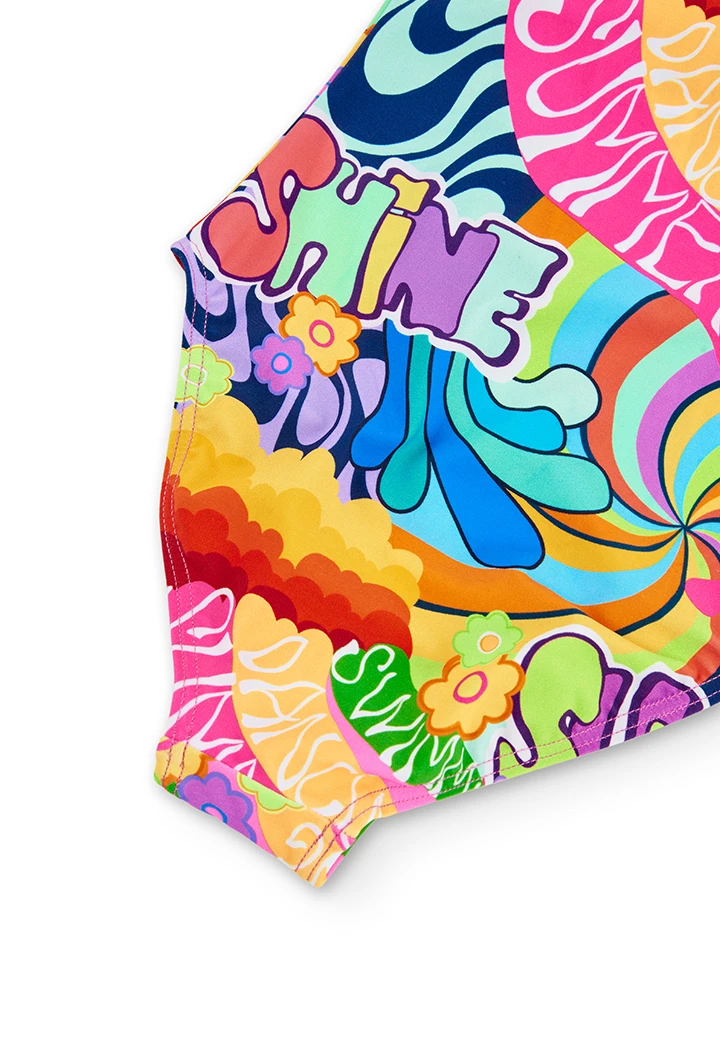 Bañador estampado "power flowers" de niña
