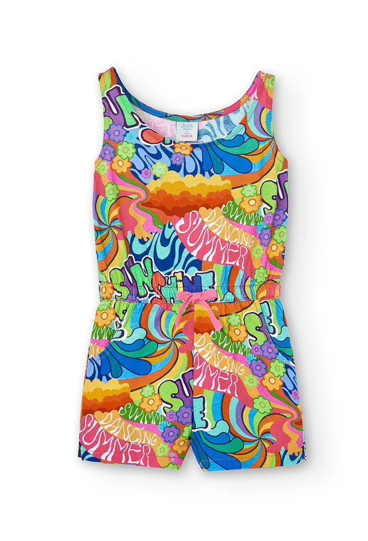 Macação malha estampado para menina