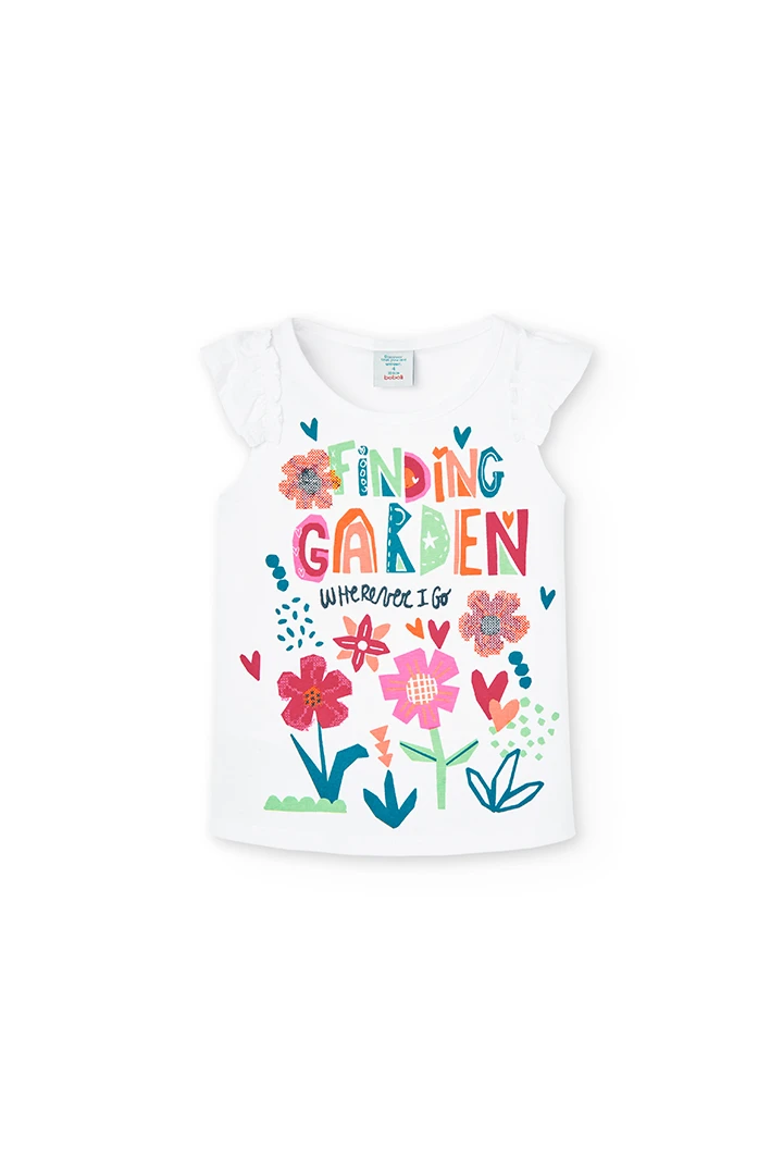 T-Shirt tricot "a fleurs" pour fille