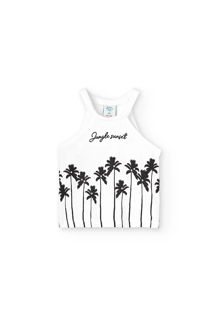 Camiseta malha "palmeiras" para menina