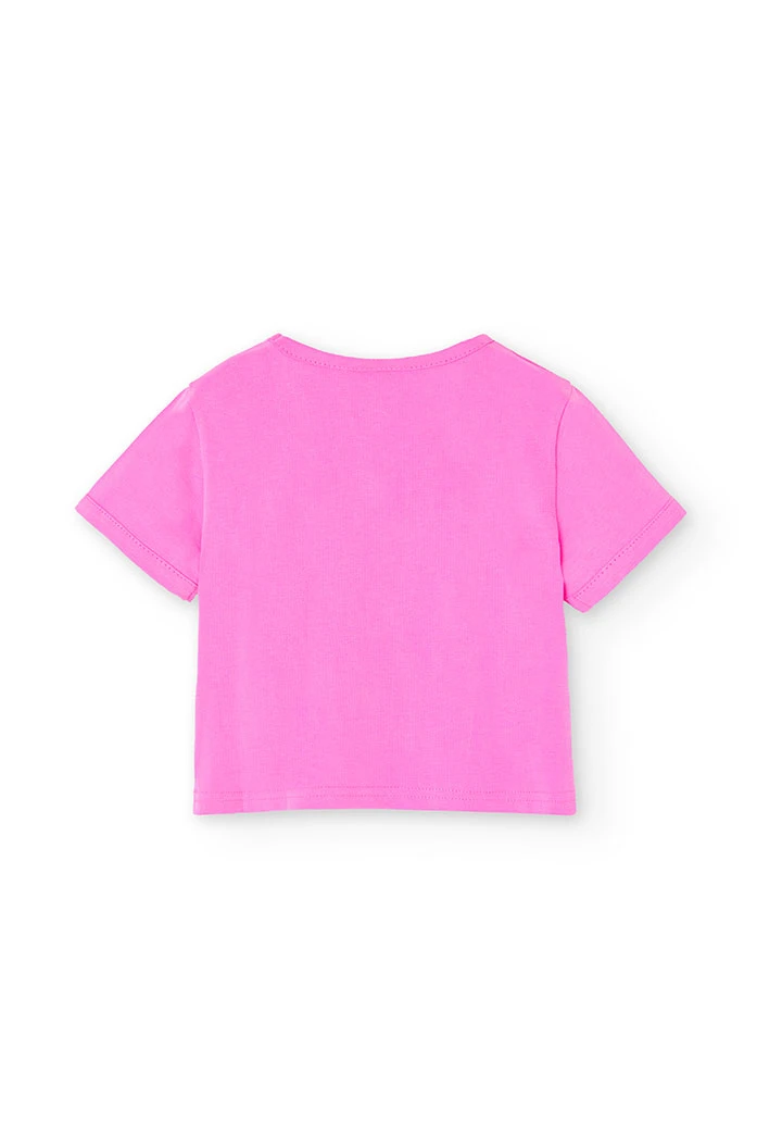 Girl\'s knit t-shirt in strawberry colour