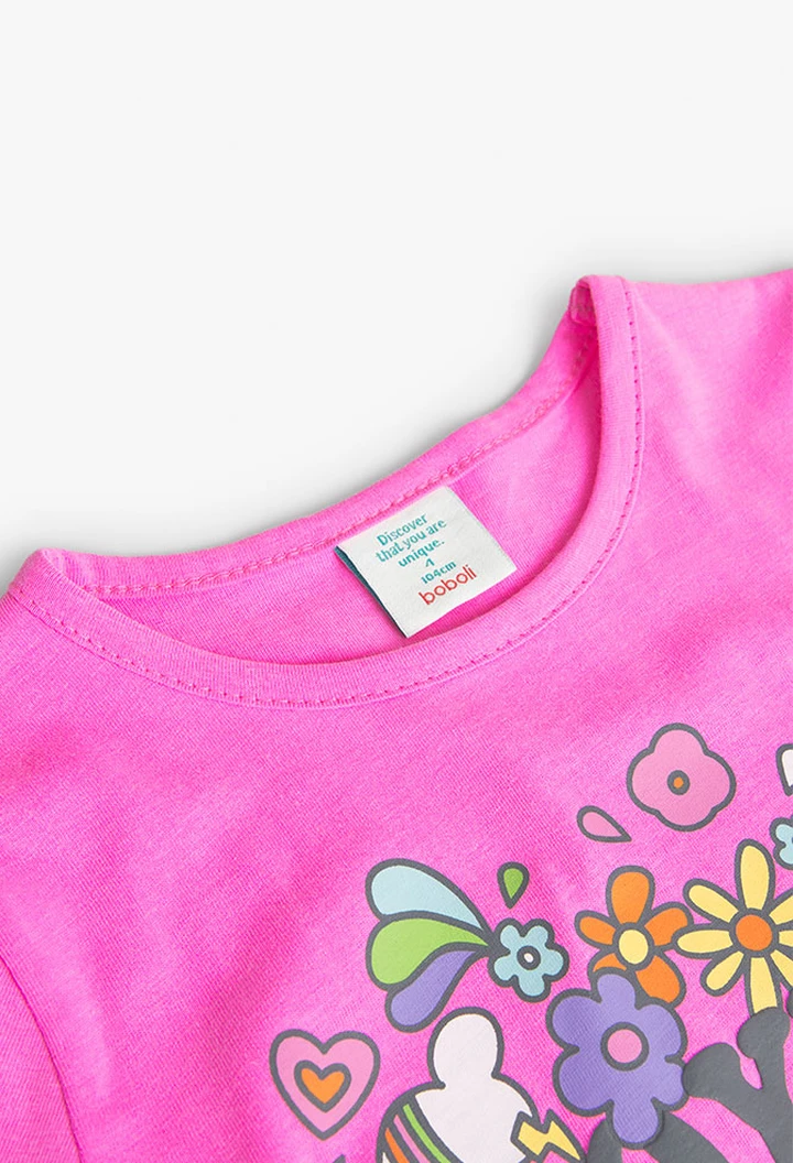 T-shirt tricoté fille couleur fraise