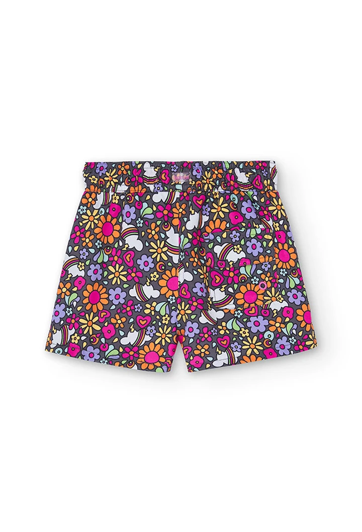 Short fille à imprimé nuage en tissu technique