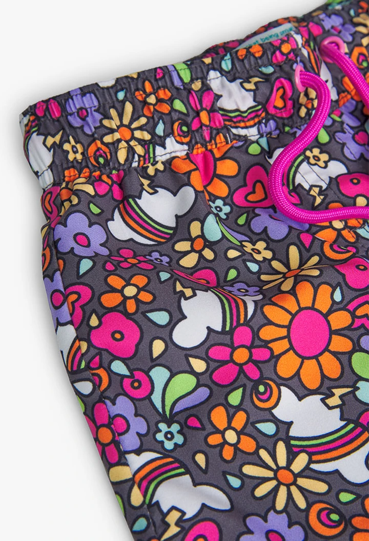 Short fille à imprimé nuage en tissu technique