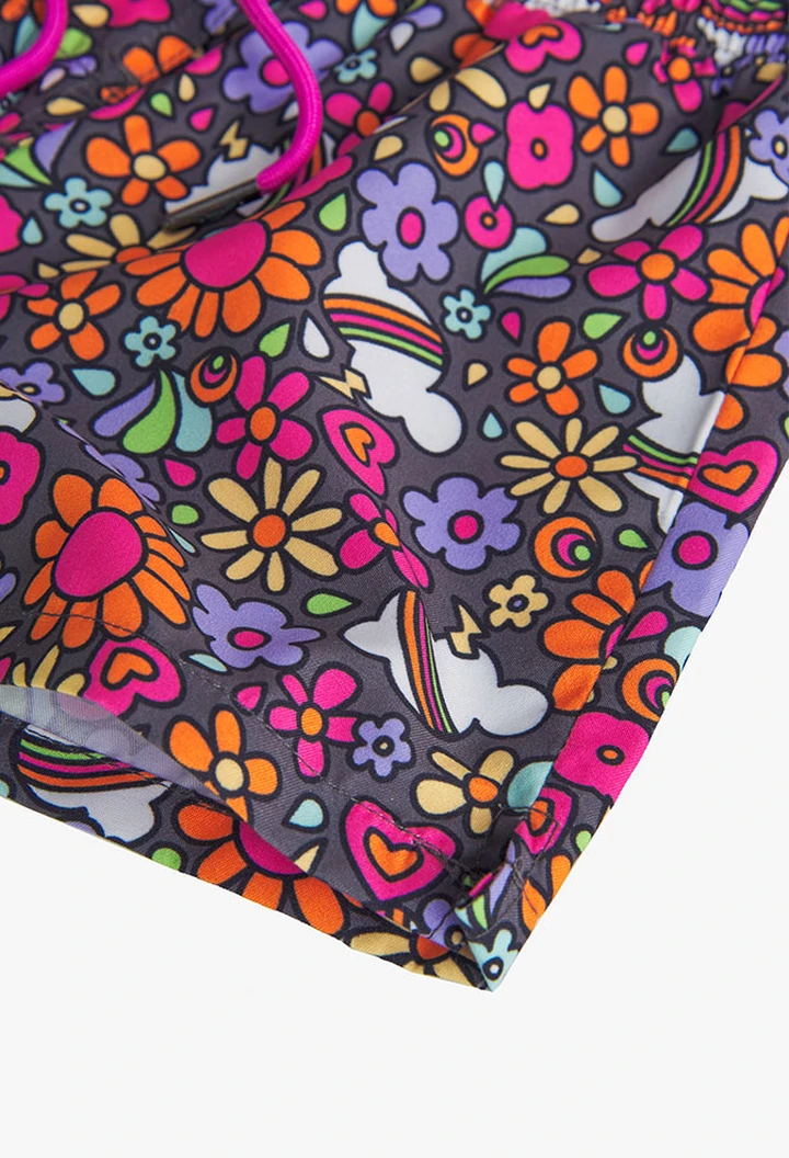 Short fille à imprimé nuage en tissu technique