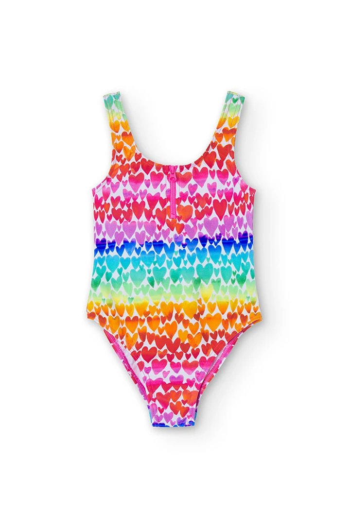 Maillot de bain fille à cœurs