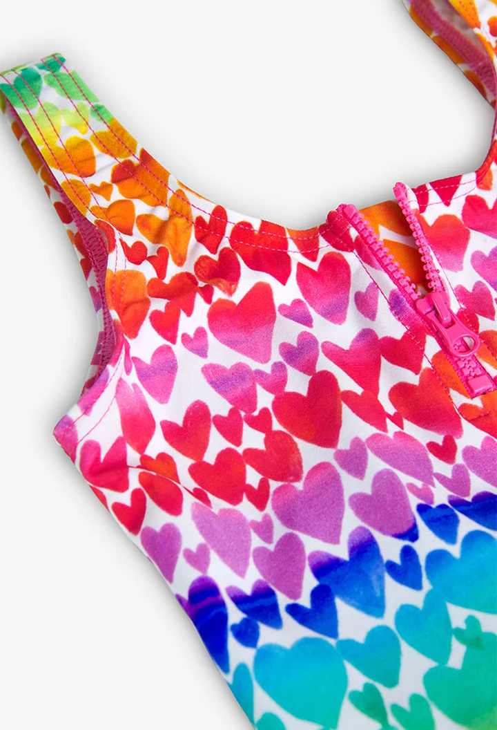 Maillot de bain fille à cœurs
