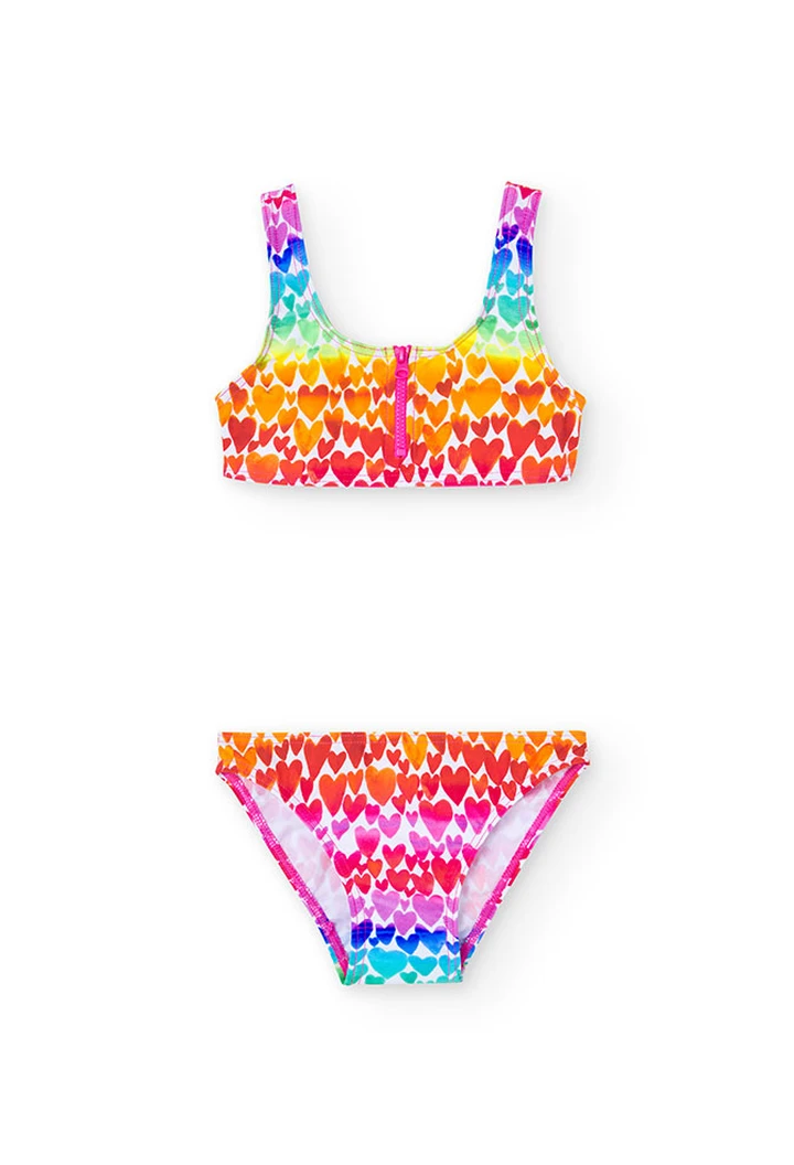 Bikini fille avec imprimé cœurs