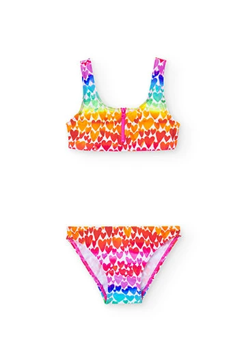 Girl\'s bikini with heart print