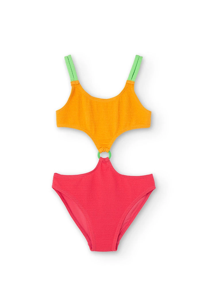 Dreifarbiger Badeanzug,  für Mädchen,  in Farbe Orange
