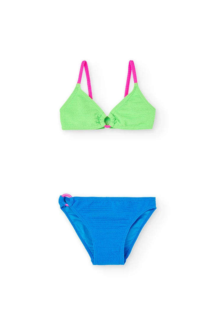 Bikini tricolore da bambina verde