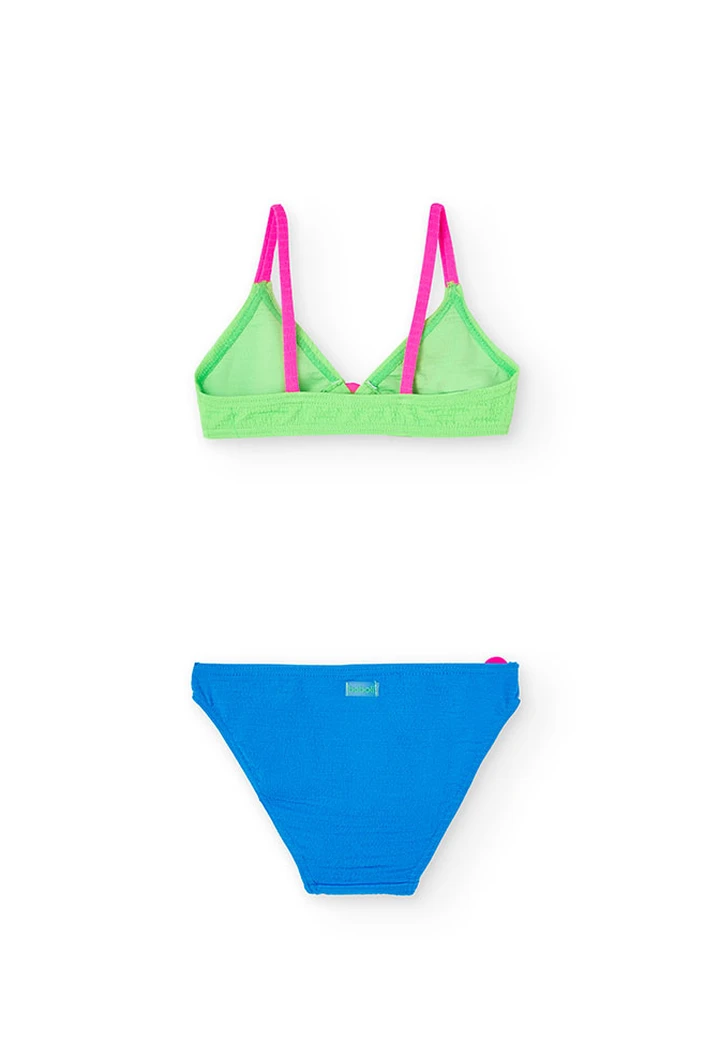 Bikini tricolore da bambina verde