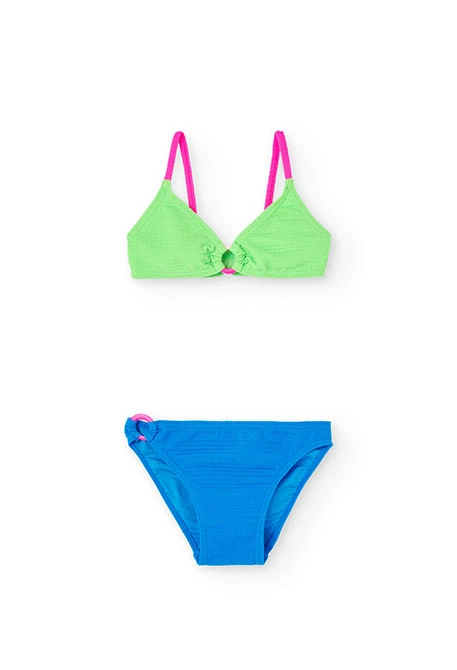 Bikini tricolor de nena en color verd