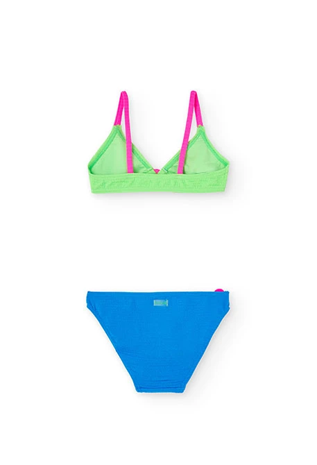 Grünes dreifarbiges Bikinioberteil für Mädchen