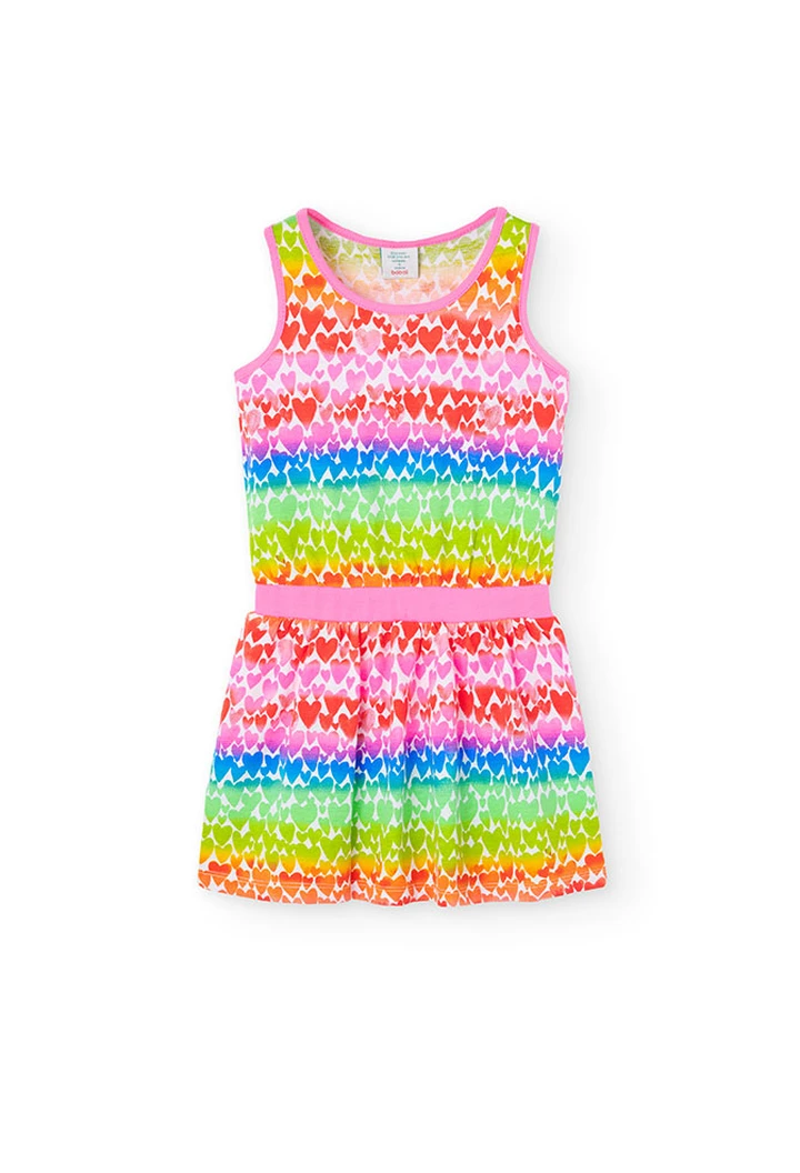 Girl's Heart Print Knit Dress