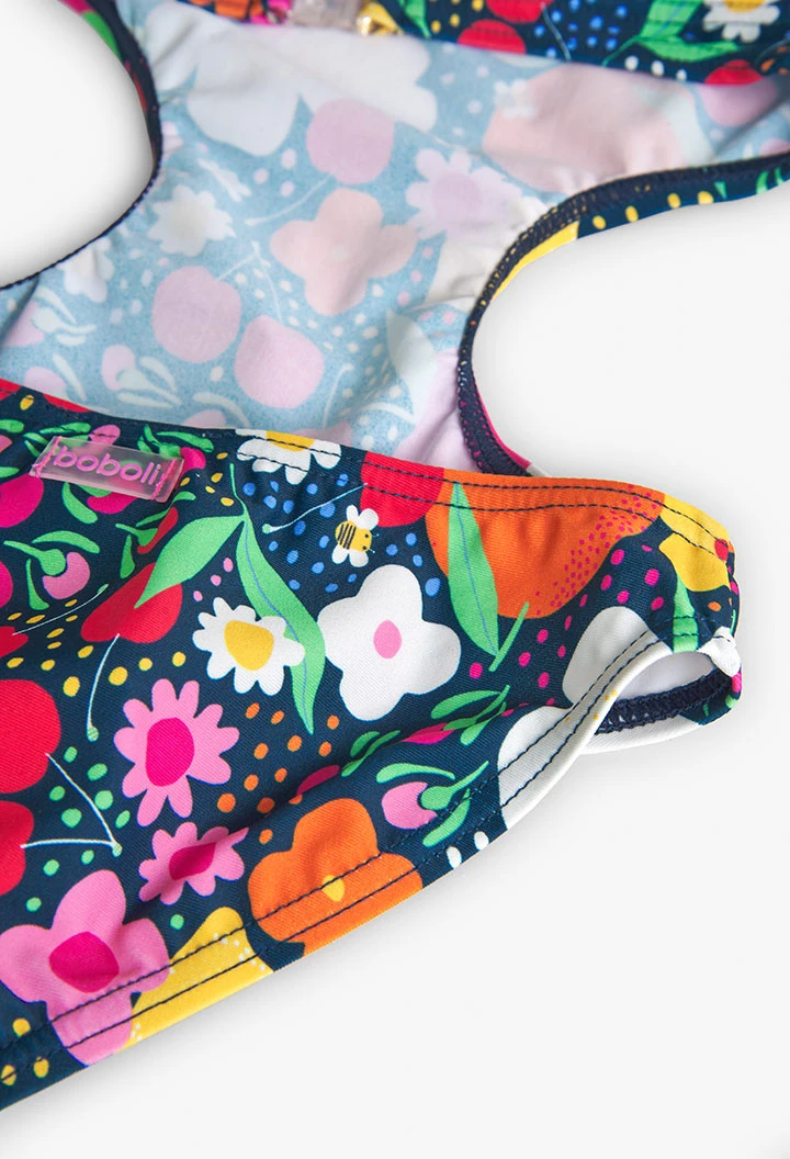 Girl\'s fruit swimsuit in fuchsia colour