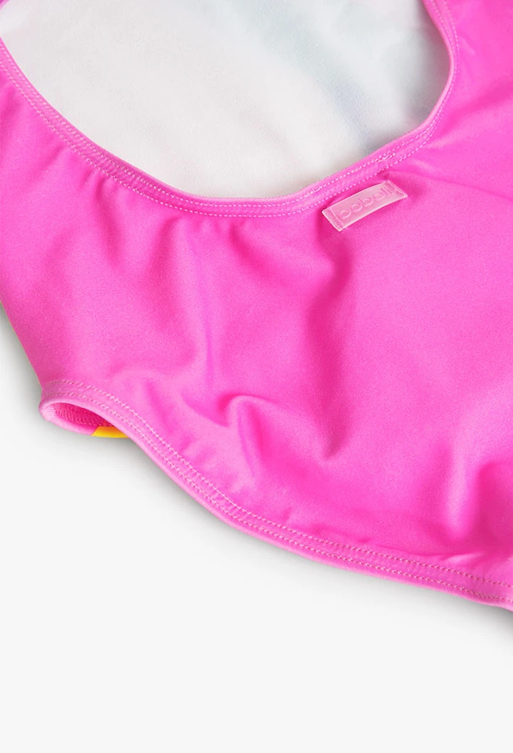 Bañador con lentejuelas de niña en color fucsia