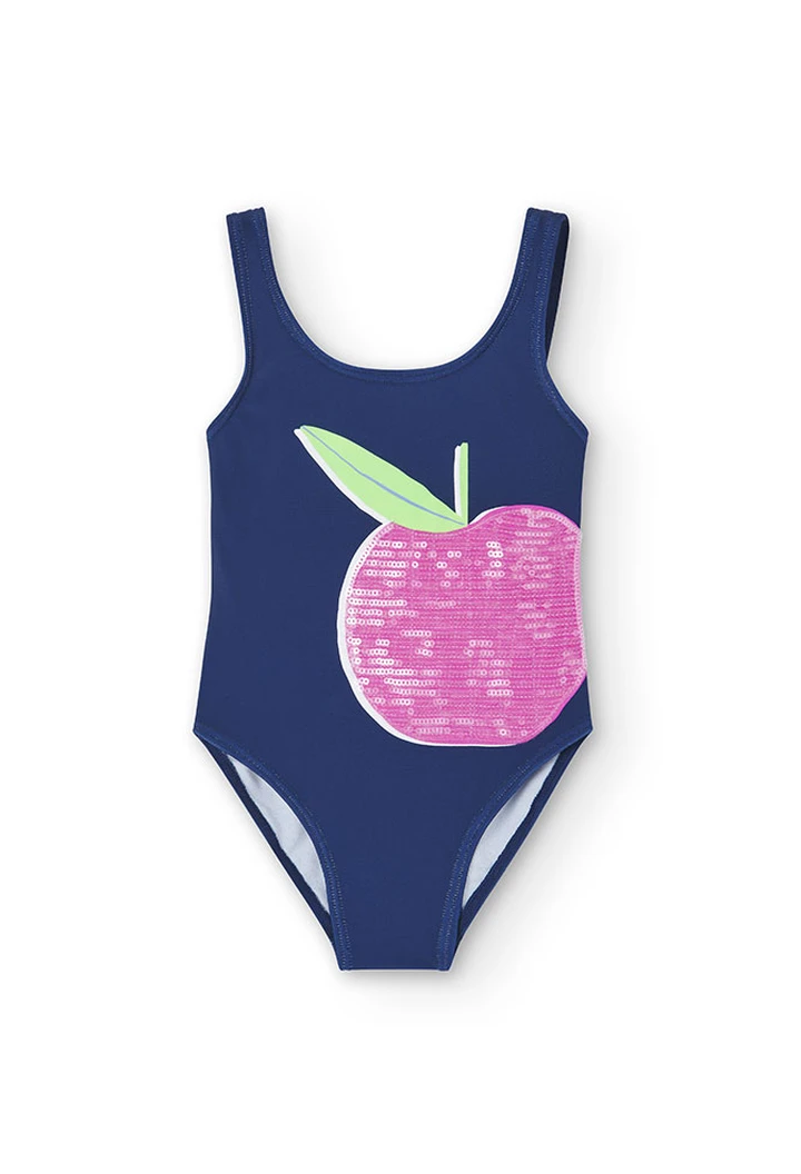 Maillot de bain fille à paillettes de couleur bleue
