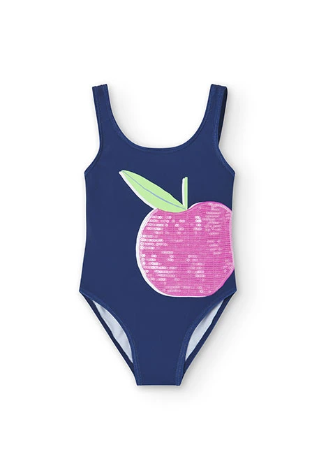 Girl's swimsuit with sequins in blue