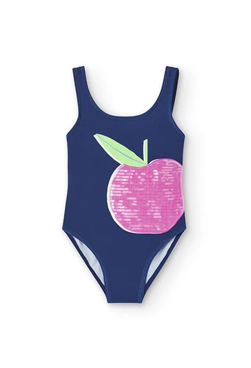 Girl\'s swimsuit with sequins in blue