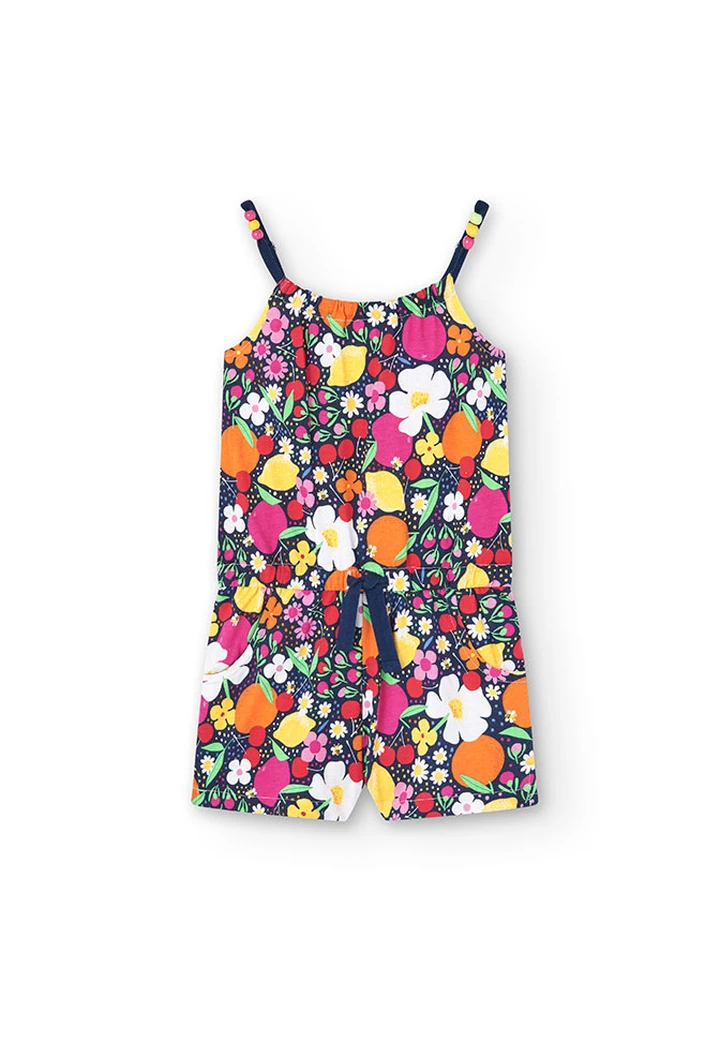 Mono de punto estampado de frutas de niña