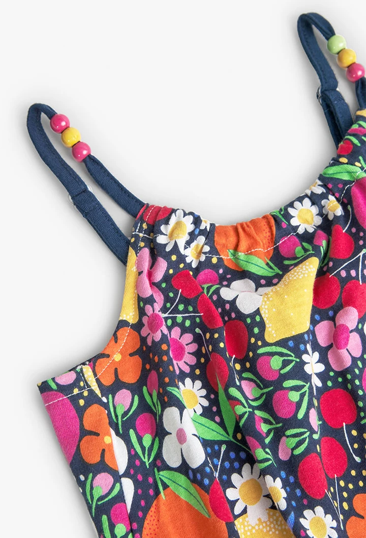 Mono de punto estampado de frutas de niña