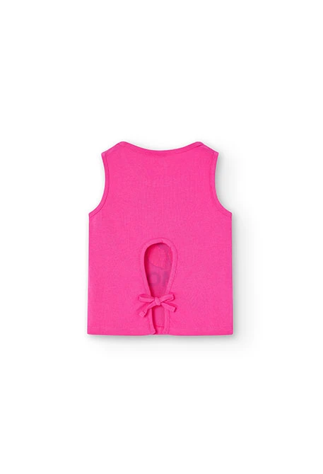 Camiseta de punto de tirantes de niña en rosa