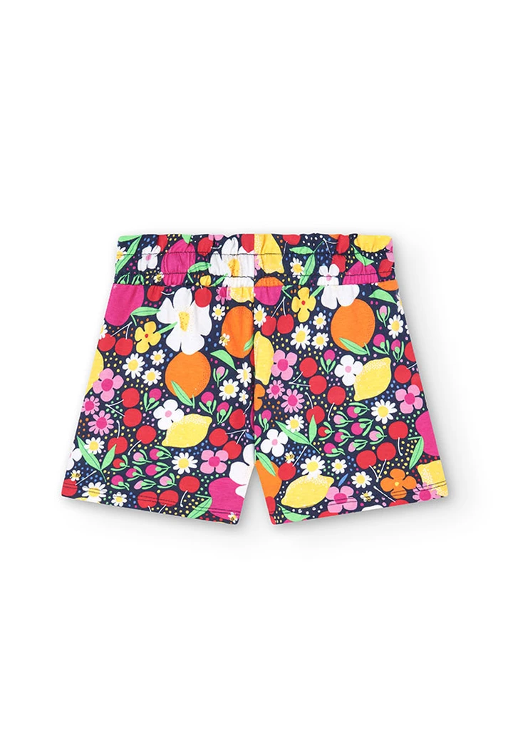 Strick-Bermuda-Shorts,  für Mädchen mit Früchte-Aufdruck
