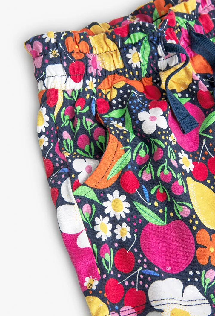 Bermuda tricoté imprimé fruits pour bébé fille