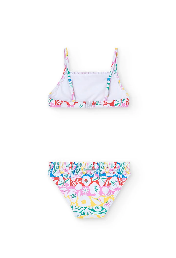 Bikini imprimé fleuri rose pour fille