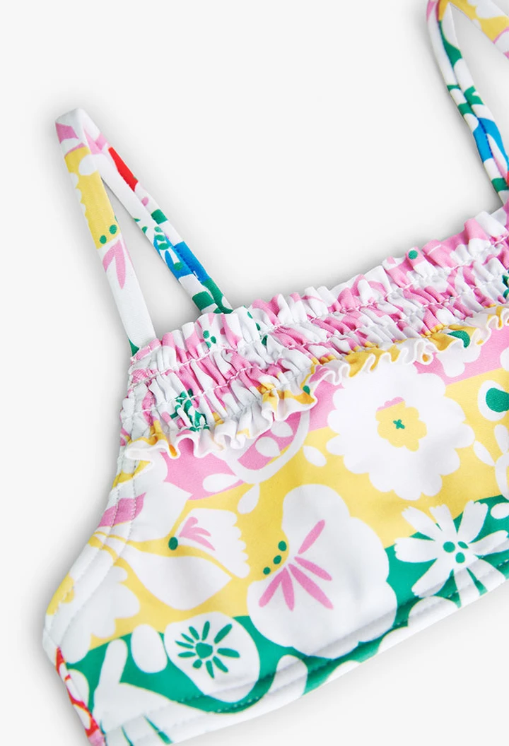 Bikini imprimé fleuri rose pour fille