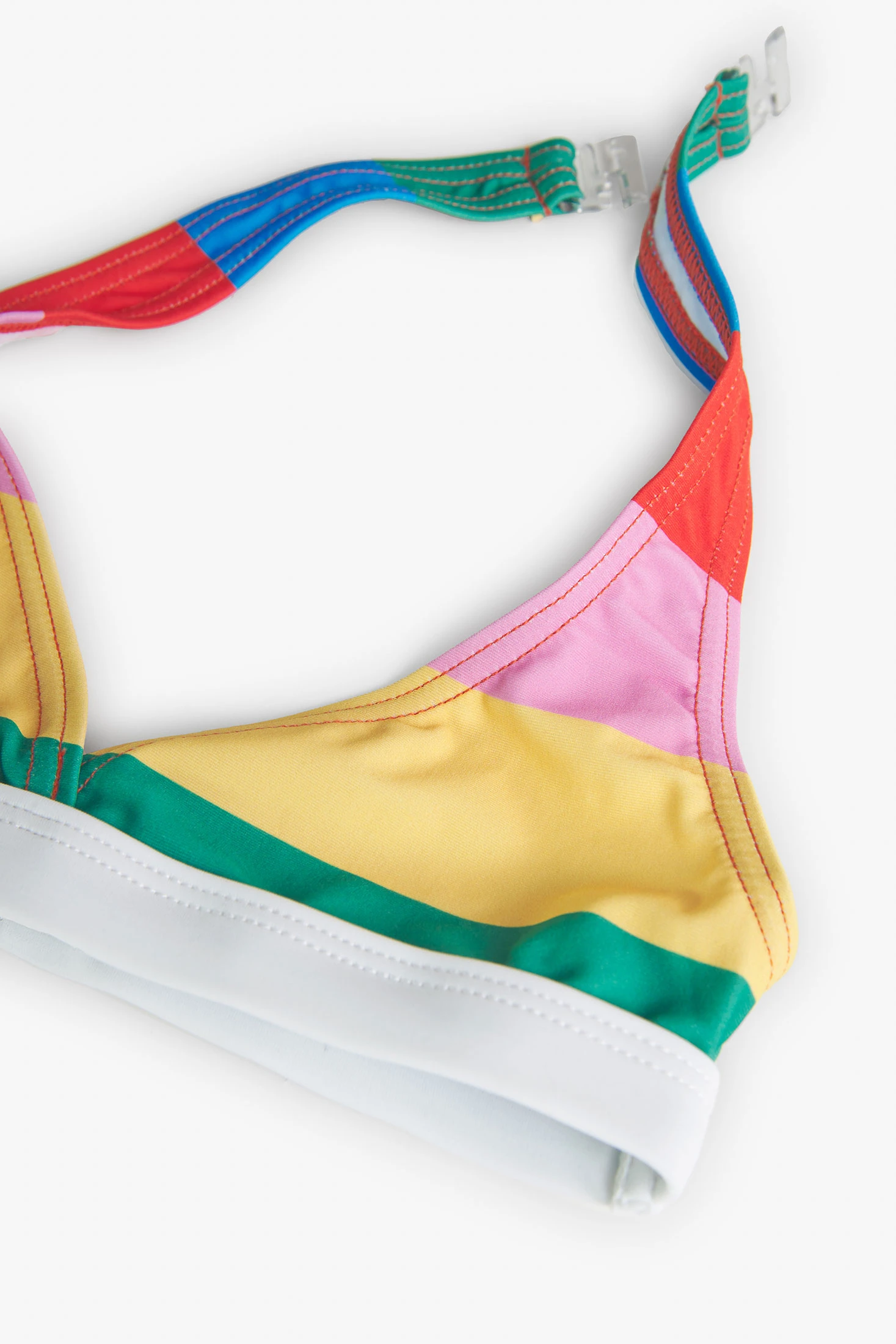 Girl s striped print bikini pink colour