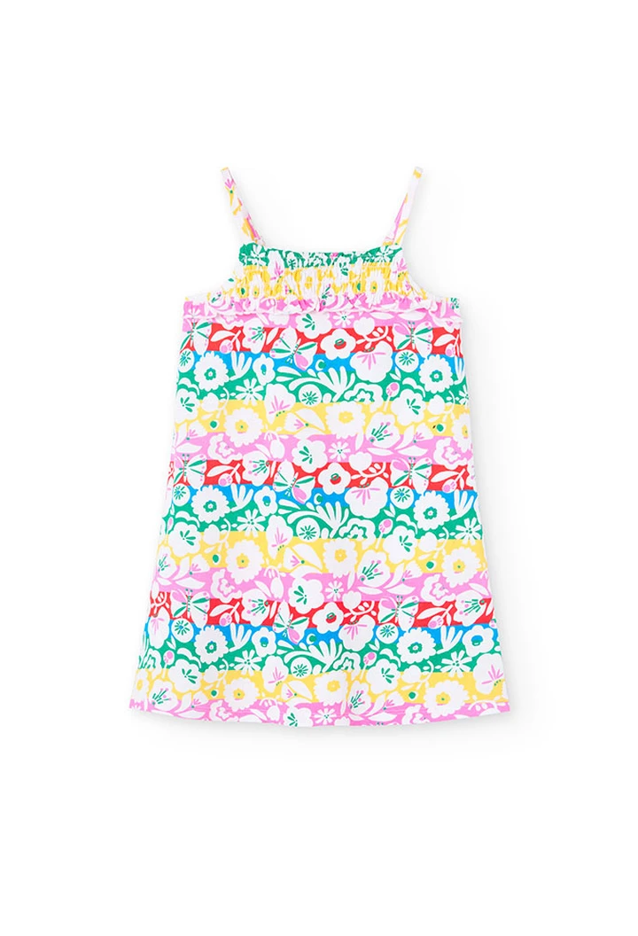 Girl's Flower Print Knit Dress