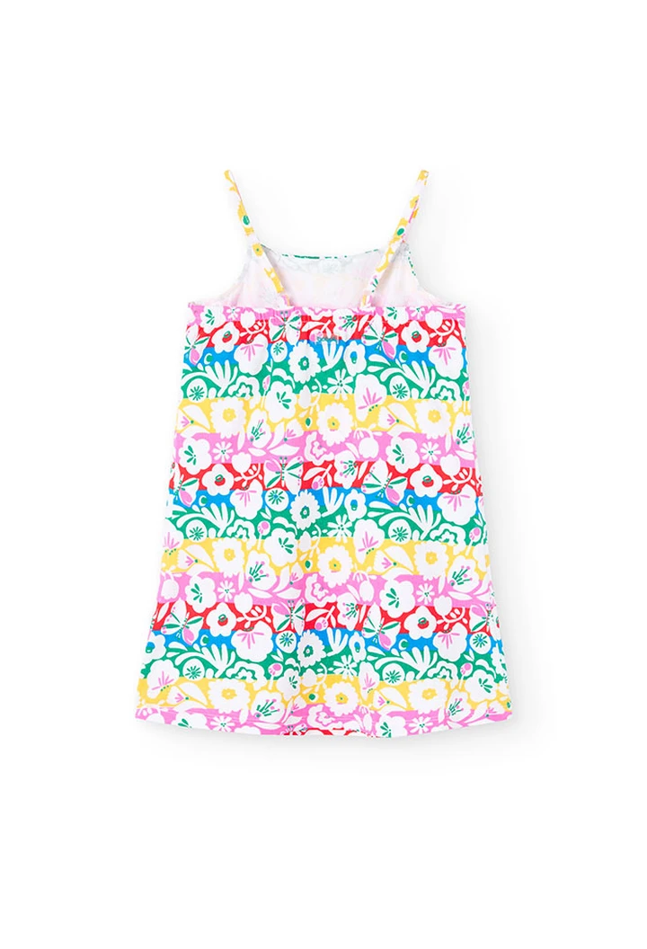 Girl's Flower Print Knit Dress