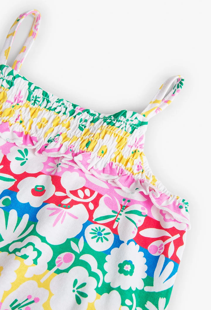Girl\'s Flower Print Knit Dress