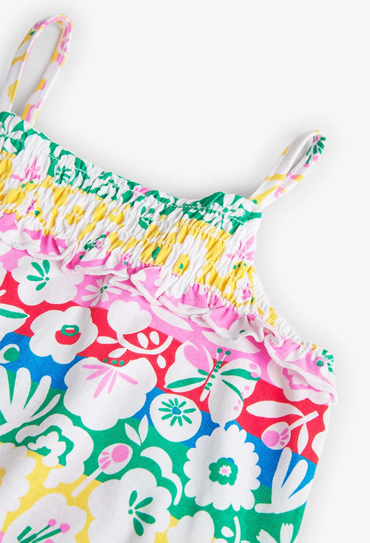 Vestito in jersey con stampa di fiori da bambina