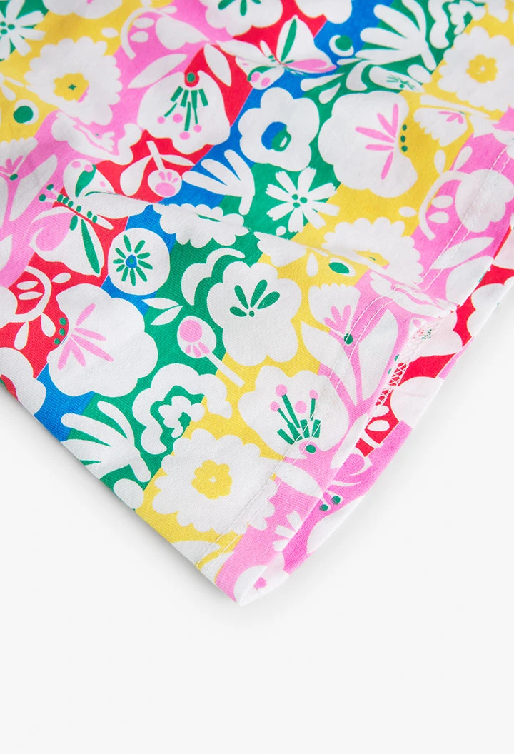 Girl\'s Flower Print Knit Dress