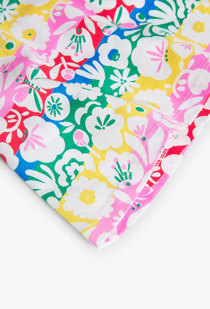 Girl's Flower Print Knit Dress