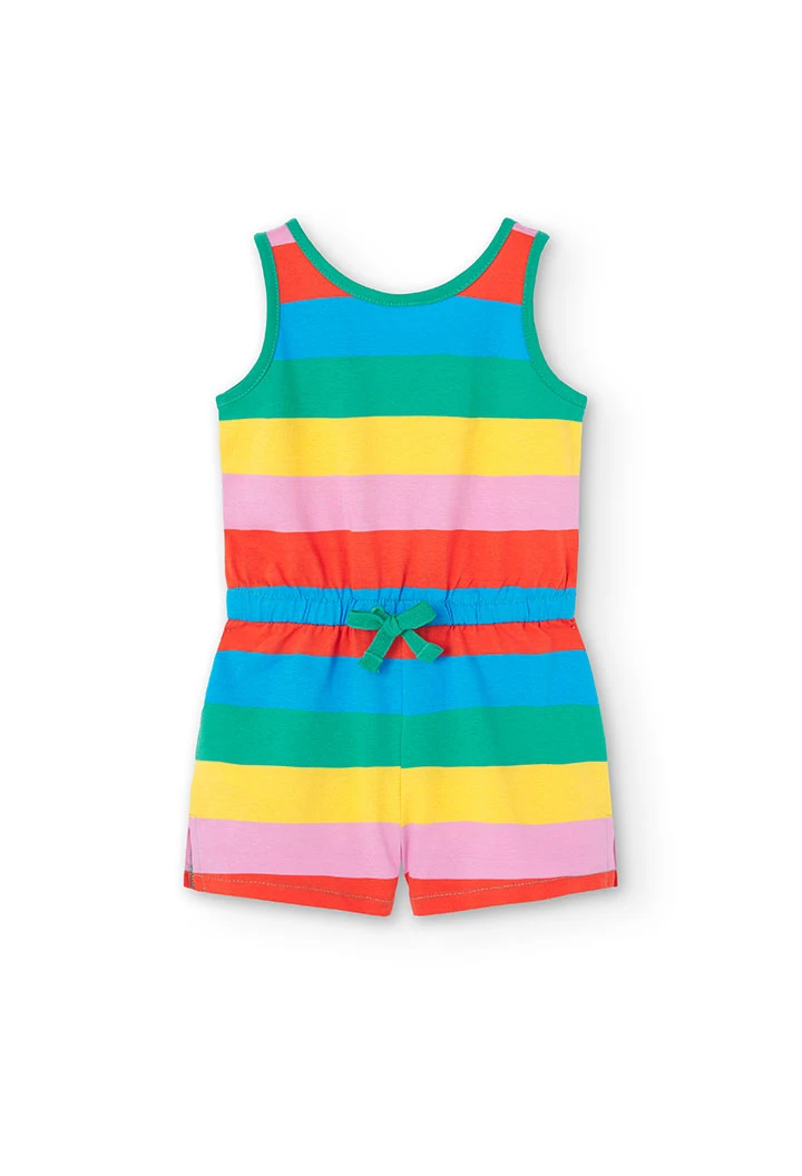 Girl\'s striped knit jumpsuit