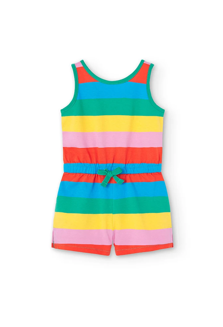 Girl's striped knit jumpsuit