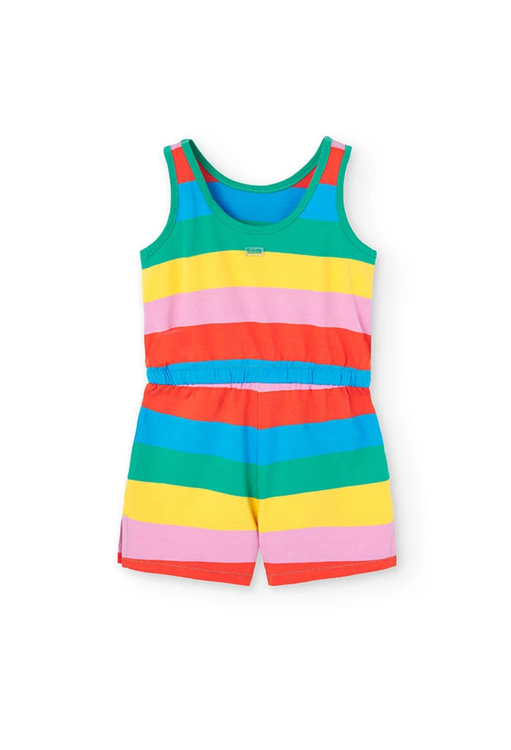Tuta in jersey a strisce da bambina