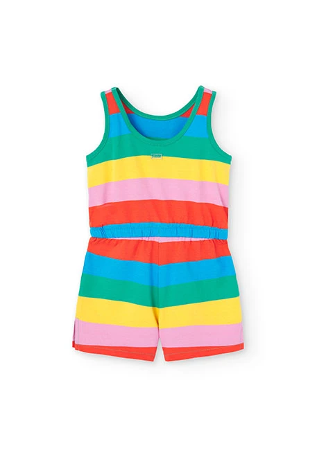 Girl's striped knit jumpsuit
