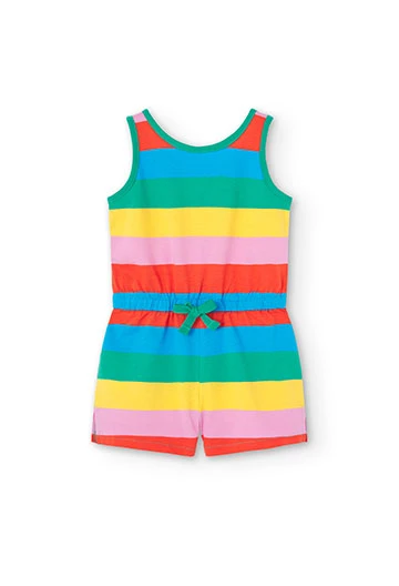 Girl\'s striped knit jumpsuit