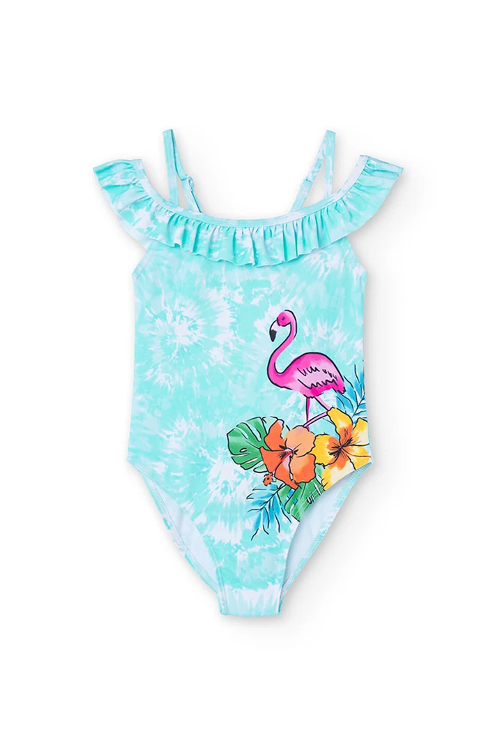 Maillot de bain imprimé pour fille de couleur bleue