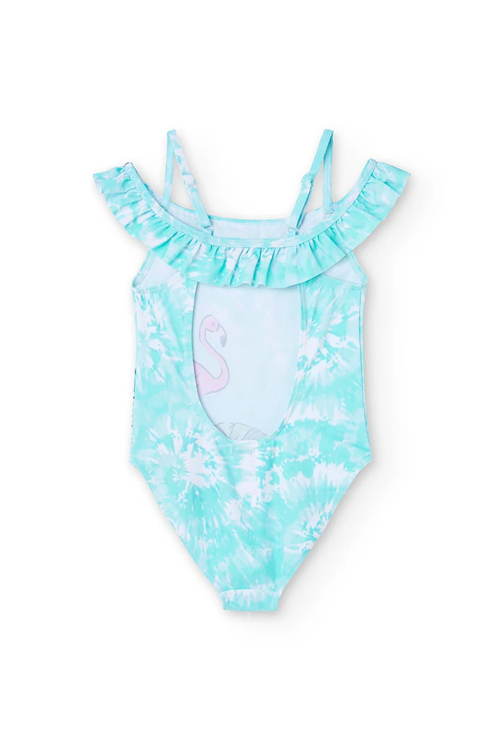 Girl\'s printed swimsuit in blue