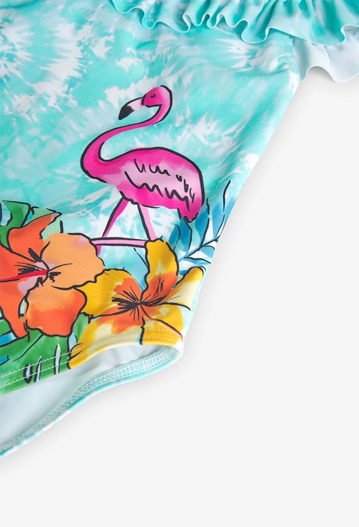 Maillot de bain imprimé pour fille de couleur bleue