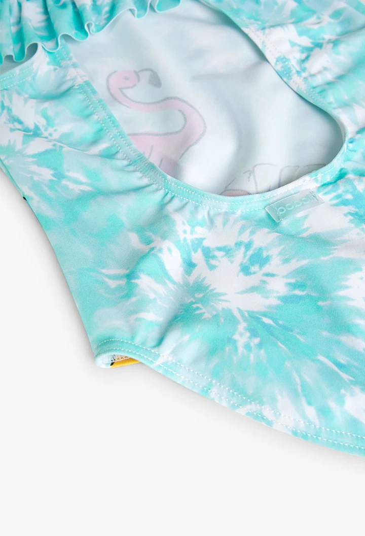 Maillot de bain imprimé pour fille de couleur bleue