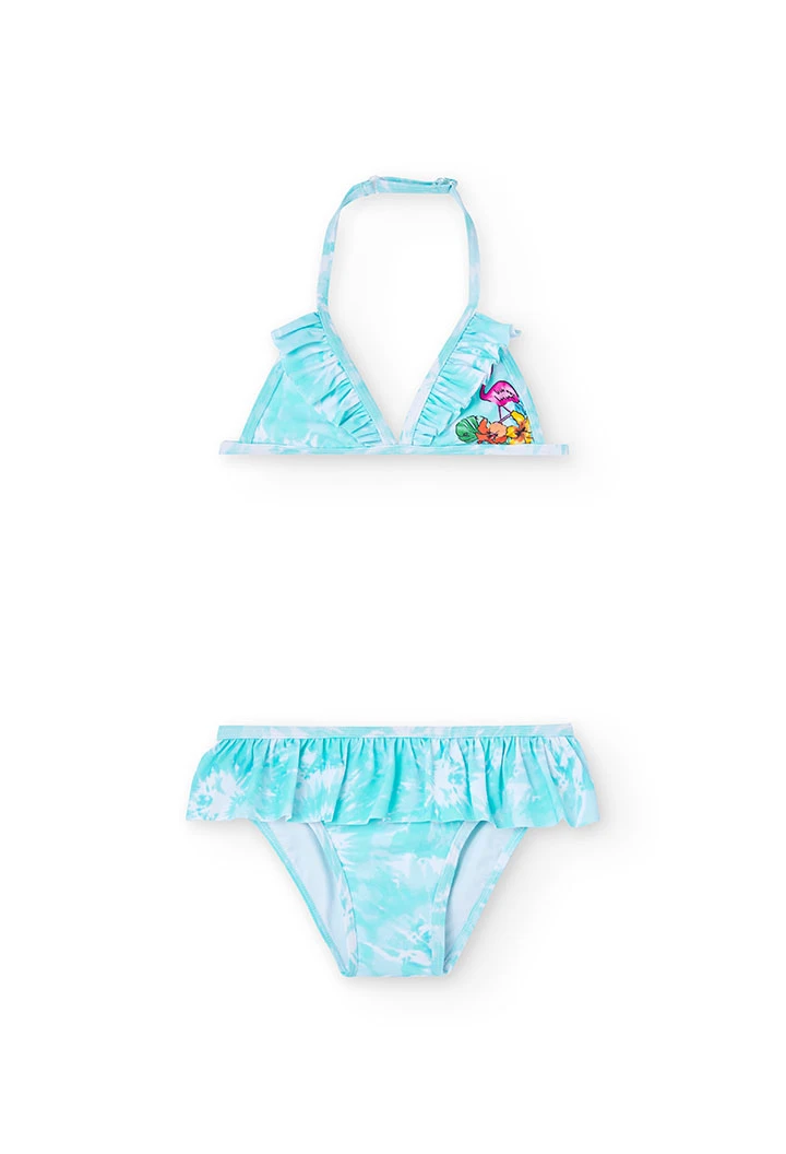 Bikini estampado de niña en color azul